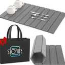 Stone Drying Mat for Kitchen Counter W/ Tote Bag, Large Stone Dish Drying Mat Foldable, Absorbent Diatomaceous Quick Dry Stone Mat Kitchen Dishes Bottles Cups Bathroom Any Countertop 23" x 15.3" (Dark Gray)