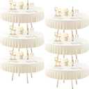 6 Pack Ivory Spandex Round Tablecloths 72 inch, Stretchy Fitted 6FT Table Cloths Wrinkle Free Round Table Covers with Skirt for Wedding Banquet Birthday Party Buffet Restaurant