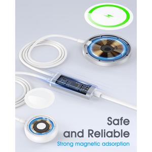 WRVVR 2 in 1 for Apple Watch Charger&Magnetic Wireless iPhone Charger,USB C Multi Fast Charging Cable,Compatible with Apple Watch Ultra/SE/10/9/8/7/6/5/4/3/2&iPhone 16/15/14/13/12(with Adapter),Silver