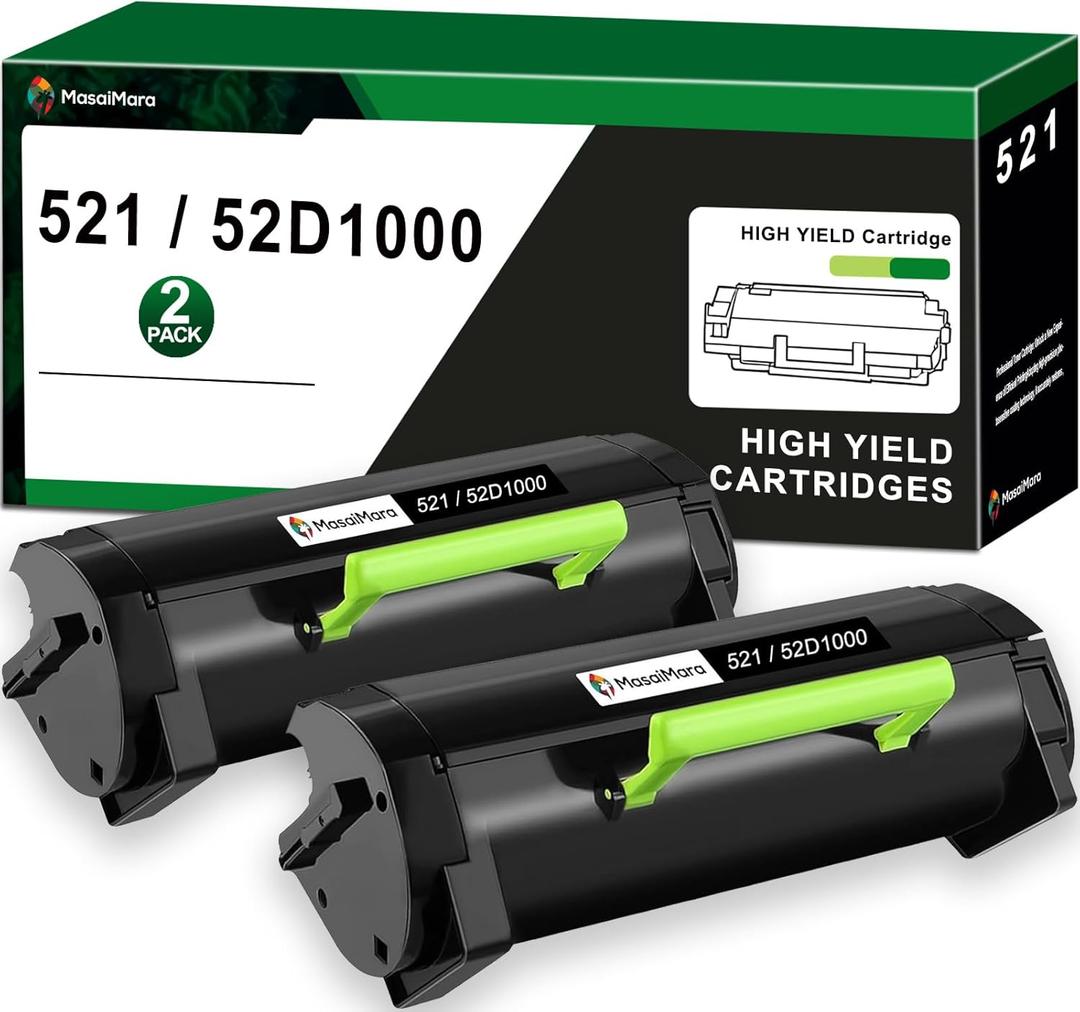 MasaiMara 52D1000 521 Black 2-Pack Compatible Toner Replacement for Lexmark MS710 MS711 MS810 MS810n MS810dn MS811 MS811dn MS812 MS710dn MS710n MS711dn MS810de MS810dtn Printer Ink, Standard Capacity