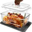 Extra Large Glass Storage Containers with Lids, Large Glass Food Containers for Rotisserie Chicken/ Turkey and Potluck, Giant Watermelon Container, XL Big Bowl Freezer Storage Container Airtight 220 oz