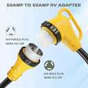 RV 50 Amp Twist Lock Plug Male to 50 Amp Locking 90 Degree Female RV Adapter for 50 Amp RV Extension Cord, 50 Amp Dogbone RV Connector for Pressure Relief, ETL Listed