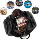 Genuine Leather Travel Duffel Bags for Men and Women Leather Overnight Weekend Bags Sports Gym Duffle, 9423 Black