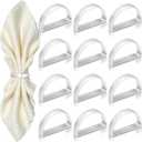KPOSIYA Napkin Rings Set of 72, Metal Silver Napkin Rings Bulk for Table Settings, D-Shape Napkin Holders Rings for Dinner Table Decor, Easter, Fall,Thanksgiving, Christmas, Party,Silver 72 pcs