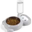 Dog Bowls, Cat Food and Water Bowl Set with Water Dispenser and Stainless Steel Bowl for Cats and Small Dogs - Grey