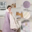 Heated Blanket Electric Throw 50'' x 60'' - Fluffy Ultra Soft Electric Blanket with 3D Stylish Design, 240g Plus 200g Sherpa, 5 Heating Levels and 4 Hours Auto Off, Machine Washable, Lavender Violet
