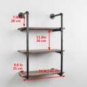 MBQQ Industrial Pipe Shelving Wall Mounted,24in Rustic Metal Floating Shelves, Steampunk Real Wood Book Shelves, Wall Shelf Unit Bookshelf Hanging Wall Shelves, Farmhouse Kitchen Bar Shelving (3 Tier)