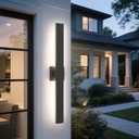 LamQee 31.5 In Aluminum Long Outdoor Wall Lights, 3000K 1223LM LED Waterproof IP65, Modern Exterior Lighting Fixture Linear Outdoor Sconce Wall Mount Outside Lighting for House Porch Patio Garage Door (Black)