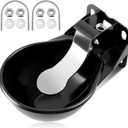 Mysora 2.5 L/ 0.66 Gal Automatic Livestock Waterer, Heavy Cast Iron Push-Paddle Water Trough, Black Stainless Steel Livestock Water Bowl for Horse Cattle Goat Pig 11.8 x 9.06 x 3.94 Inch