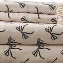 Comfort Spaces 100% Cotton Sheets Queen, Breathable, Naturally Cool Cotton Sheets, Cotton Bed Sheets with 14" Elastic Pocket Fits up to 16" Mattress, All Seasons Sheet Set, Bow Black/ Taupe 4 Piece