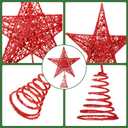 Blulu 10 Inches Red Christmas Star Topper Xmas Tree Topper Glitter Treetop Star for Christmas, 25 x 22 x 5 cm