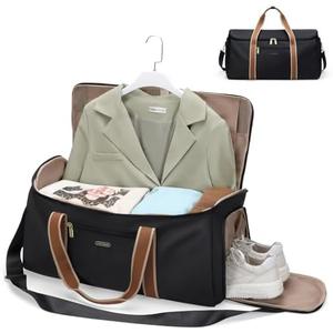 Garment Bags for Travel 2 in 1 Convertible Suit Travel Duffel Bag for Women, Stylish Carry On Duffle Bag with Shoulder Strap and Shoes Compartment (Black)