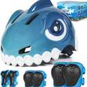 FUNWICT Bike Helmet for Kids 3-5-8 Toddler Bike Helmet Animal 3D Cartoon Boys Girls Safety Adjustable Kids Helmet and Pads Set for Cycling Scooter Skateboard (S: 19.69-21.26") Blue Set