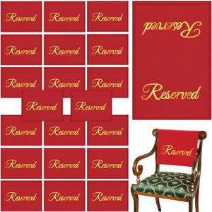 CHENGU 20 Pack Reserved Seating Signs for Chairs Church Pew Reserved Signs Cloths Placeholder for Wedding Celebrations Receptions, Meeting or Events, 11.81 x 17.72 Inches(Red)