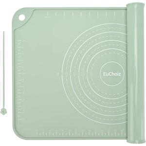 Silicone Pastry Mat 20"*16" Extra Thick Non Stick Baking Mat Food Grade Silicone Dough Rolling Bake Mat with Edge Heightening Green