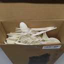 350 Pcs Cream White Scalloped Paper Plates Shell Edge Disposable Tableware Cocktail Napkins Cups Plastic Spoons Forks Knives for Wedding Baby Shower Picnic Birthday Party Supply for 50 Guests