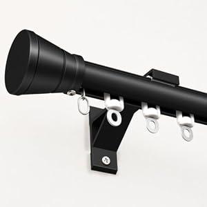 Houmiggle Track Curtain Rod, 8.9ft Heavy Duty Traverse Curtain Rod, Black