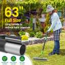 63 Thatch Rake Dethatcher Rakes for Lawns, Heavy Duty 21 Curved Double-Side Sharp Steel Tines Yard Garden Rake with Adjustable Handle for Dead Grass, Leaves, Loosening Soil