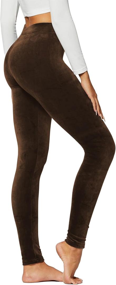 Conceited Luxe Leggings  Velvet or Vegan Leather (Plus Size Available) (Small, Brown)