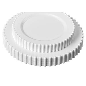 PLASTICPRO 64 Piece Combo Plastic Dinner Plates Disposable Plastic Fancy Heavy Duty Party Dishes 7 inch and 10 inch, White Beaded