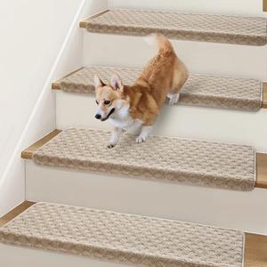 NEKL Bullnose Carpet Stair Treads for Wooden Steps Indoor 9.5" x 32"