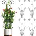 ZOUTOG Enrejado para plantas trepadoras de interior, paquete de 4 unidades de 30 pulgadas, enrejado de jardn de metal inoxidable para plantas en maceta, soporte resistente para plantas de interior y (Negro -)