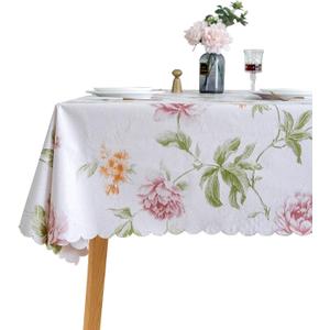 LIBERECOO Premium Floral Vinyl Tablecloth Set - Waterproof Oilproof PVC Table Cover for Rectangle Tables- Heavy-Duty Indoor/Outdoor Use (52" x 108 Rectangular) (Love of Peonies)