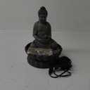 GOSSI 11.2 in Tall Indoor Decor Tabletop Buddha Fountain w/Reflective Lighting/Cobblestone Office and Home Decor
