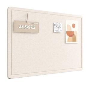 Fluxynara Bulletin Board, 23.6" x 17.5" Cork Board Alternative with 12 Safe Removable Adhesive Tabs, Foldable Felt Pin Board for Home Office, Classroom, Bedroom,Entryway for Walls—Oatmeal