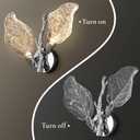Wall Sconces, Silver Bathroom Sconces Wall Lighting with Clear Acrylic Leaf, Modern Sconces Wall Decor Wall Light fixtures for Bathroom Mirror Living Room Hallway Bedroom Stairs (1pcs,Silver)