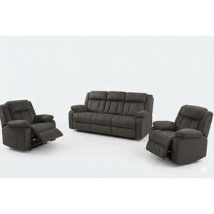 LUCKLIFE Recliner Sofa Set with Manual Recliners, Living Room Furniture Set with Reclining Couch, Loveseat and Armchair, Breathable Fabric Upholstery, Thick Cushions and Ergonomic Design, Dark Gray (3+1+1)