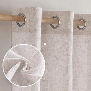 MIULEE Linen White Linen Curtains 96 Inch Long for Bedroom Living Room, Soft Thick Linen Textured Window Drapes Semi Sheer Light Filtering Grommet Top Burlap Look Decor, 2 Panels