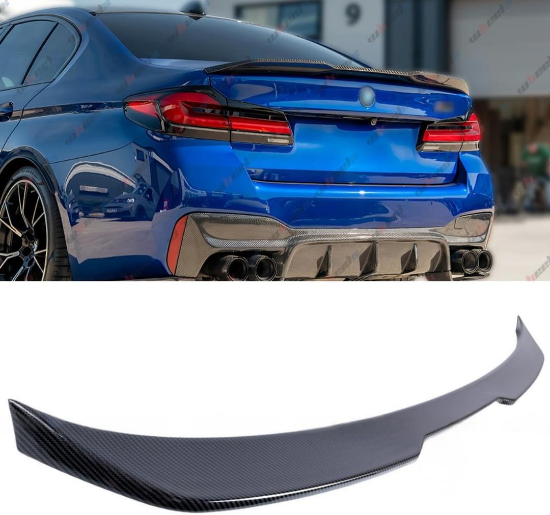 Rear Trunk Spoiler Compatible with BMW 5 Series G30 Sedan 2017-2023,PRO Style Duckbill Spoiler, Fits for 530e 530i 540i 550i M5,High Kick Trunk Tail Deck Lid Wing Lip (Carbon Fiber Pattern)