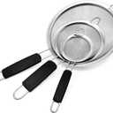 Makerstep Fine Mesh Strainer Set of 3, Stainless Steel 3.38", 5.5", 7.87" Strainers Wire Sieve Sifter with Insulated Handle Strainers for Kitchen Gadgets Tools