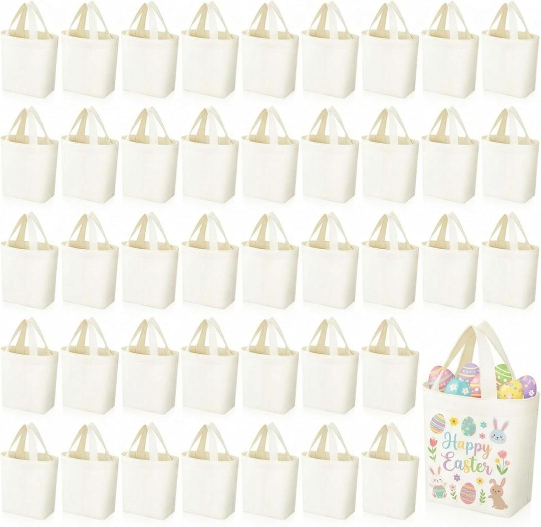 Amylove 48 Pcs Mini Tote Bag Sublimation Blank Canvas Tote Bags Reusable Grocery Luggage DIY Sack Goody for Party Even (6.5 x 6 Inch,Natural Color)
