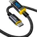 AOHI 140W USB C to USB C Cable with Display, Magline USB C Cable Nylon 4ft Type C Fast Charging Cable Cord Compatible with iPhone 15 Pro Max, Galaxy, MacBook Pro/Air, iPad Pro/Air, Pixel and More