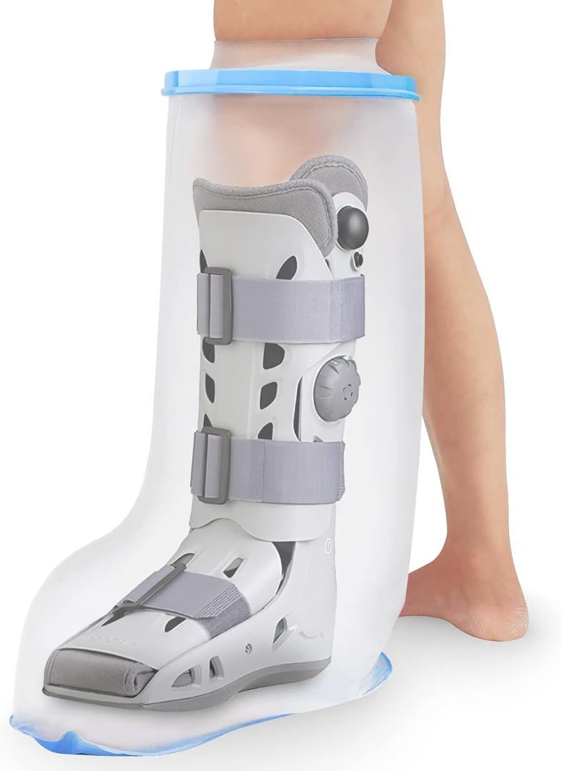 Waterproof Extra Wide Leg Cast Cover for Shower Adults, Extra Large Half Leg Shower Cover with Non-Slip Bottom, Watertight Foot Protector for Plus Size Adults Surgery Shower Boot