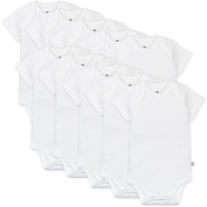 HonestBaby unisex-baby 10-pack Short Sleeve Bodysuits One-piece 100% Organic Cotton for Infant Baby Boys, Girls (0-3 Months, Honestly Pure White)