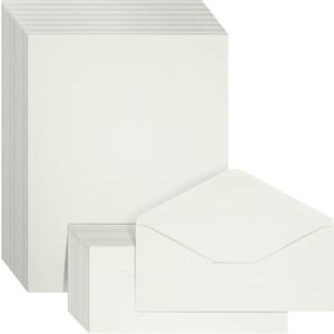 100 Piece Cotton Stationery Paper and Envelopes Set for Writing Letters, Wedding Invitations, Resume (Ivory, 8.5 x 11 In) - Resume Paper with Envelopes