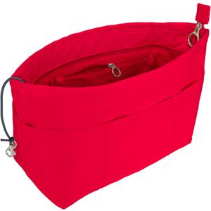 Time Wing Purse Organizer Insert Tote Handbag Organizer Divider Bag in Bag Shaper Liner Multi Pockets Compartments Zippers Key Chain X Large Red