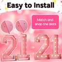 HILAVO 21 Light Up Numbers 4FT, Large Light Up Numbers 21 Pink 21 Marquee Mosaic Number, Big 21 Number 4 Feet Tall DIY Frame Pre-Cut Foam Board Kit for 21st 12th Birthday Anniversary