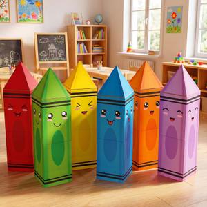 18 Pcs Large Back to School Decorations 26.37" Pencil Crayons Boxes First Day of School Party Favors for Classroom Photo Booth Props for Preschool Kindergarten(Crayons)