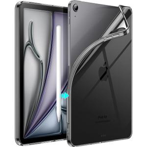 JETech Case for iPad Air 11-Inch M3/M2 (2025/2024), iPad Air 5/4 (10.9-Inch, 2022/2020 Model), Soft TPU Transparent Slim Shockproof Tablet Cover, Support Pencil Pro/2nd Charging (Black)