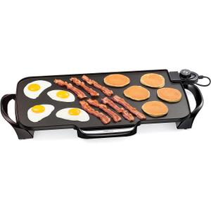 Presto 07061 22-Inch Electric Griddle with Removable Handles - Extra Large, Nonstick Ceramic, PFAS Free, Adjustable Temperature & Cool-Touch Handles, Black