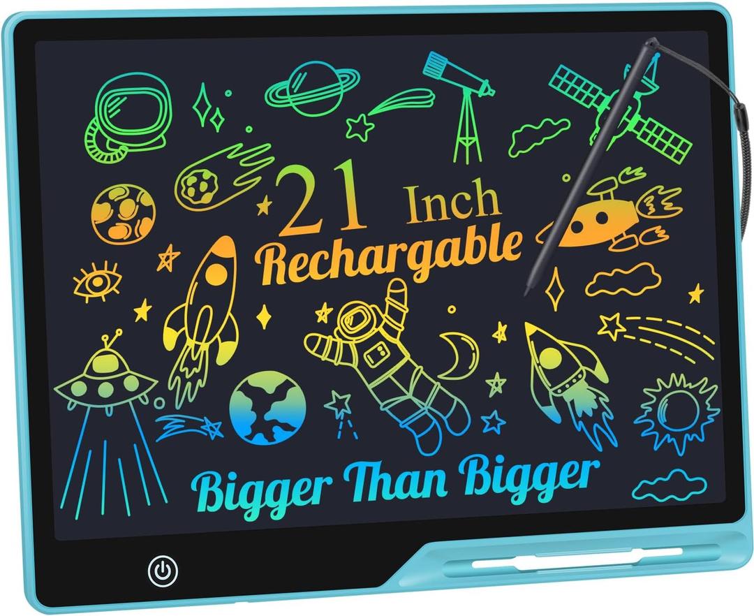 LCD Writing Tablet for Kids, Rechargeable 21 Inch Doodle Board,Easter Basket Stuffers,Preschool Learning Toys Christmas Birthday Gift 3 4 5 6 7 Year Old Girls Boys (Blue)