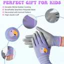 ANDANDA Kids Gardening Gloves, Nitrile Coated Children Yard Work Gloves with Grip, Suitable for Toddlers, Children, Girl, Boy (6XL(Age9-12), Purple)