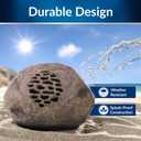 Alpine Corporation 9" Tall Solar Bluetooth Rock Speaker, Weather-Resistant High Fidelity Outdoor Audio System with 50 Foot Range, Brown - Set of 2