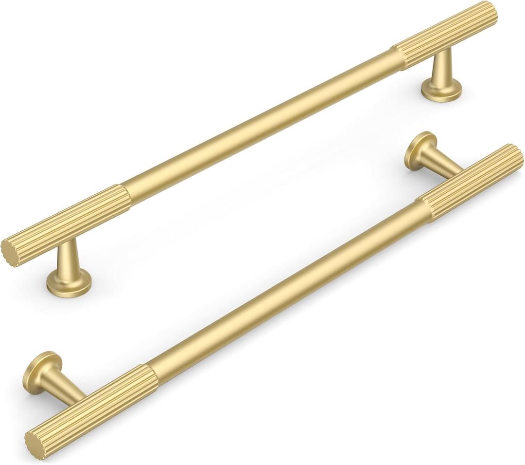 10 Pack 7.5 Inch(192mm) Kitchen Cabinet Handles Brushed Gold Cabinet Pulls Kitchen Cabinet Hardware Drawer Pulls for Cupboard Wardrobe