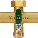 Garden Hose Splitter, 3/4 Rust and Freeze Resistant Outdoor Hose Manifold with 5 green Extra Long Handles Faucet Adapter-Heavy Duty Brass 5-Way Valve