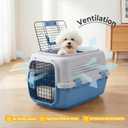 NEWBULIG 23" Hard-Sided Dog Carrier for Small Dogs & Cats, Blue | Plastic Dog Crate, Up to 22 lbs, 4-Sided Ventilation, Top & Front Door Access, Metal Wire Door, Integrated Food Bowl